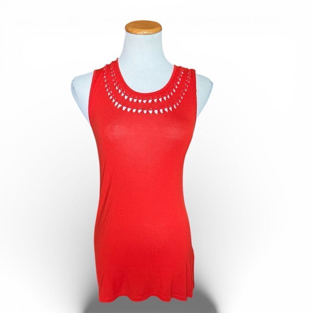 Womens i Jeans by Buffalo Laser Cut Knot Neckline Sleeveless Top - Sz S